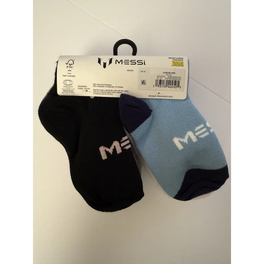 Messi Ankle Socks 10 Pair Pack Kid's 4T-5T Soccer Multi Color NWT